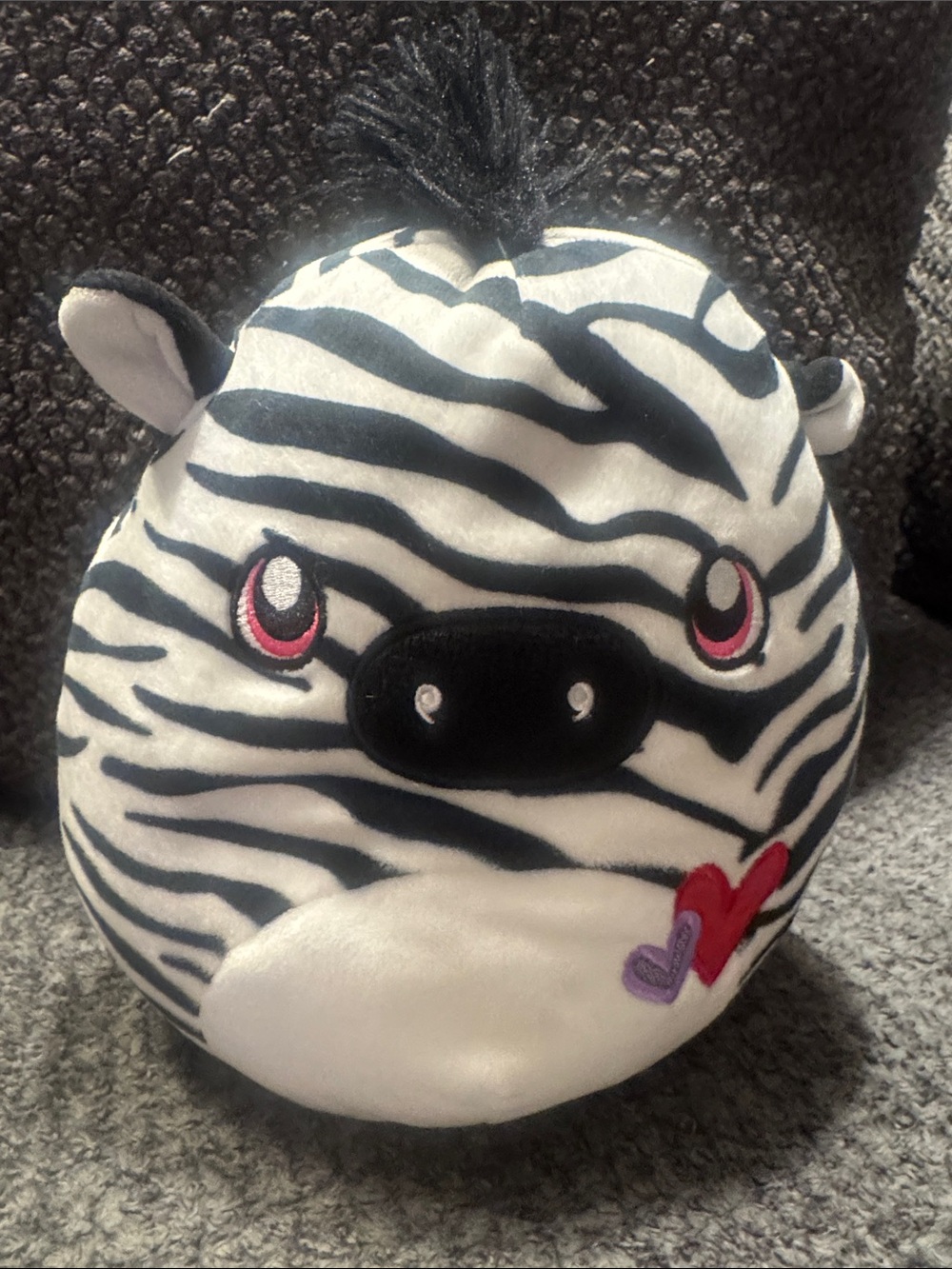 Squishmallows Zebra Plush - Black, White & Pink Accents